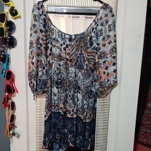 💜 3/$15💜 Princess Vera Wang Multicolor Boho Blouse, XL💜